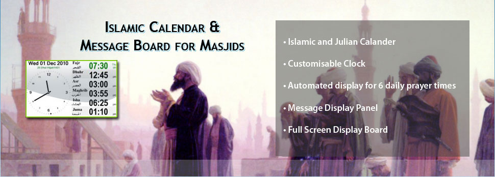 Masjid Prayer Times: Islamic Calendar and Message Board